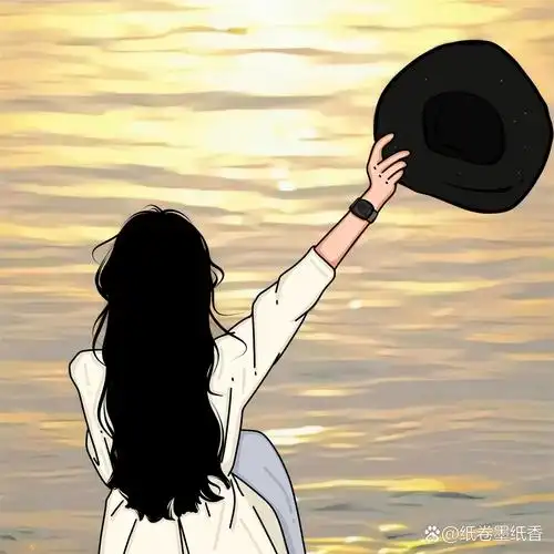 夕阳情侣头像|照片转手绘|背影 去有风的地方 赶一场海