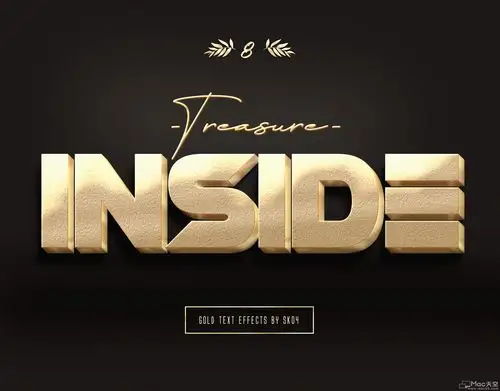 ps3d字体样式下载-3d金色文字效果ps样式 - mac天空