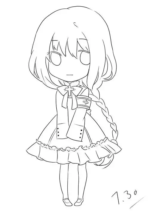 谁有简单没上色的动漫女生