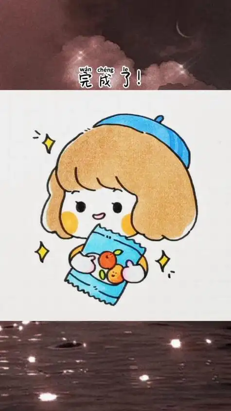 简笔画吃货少女