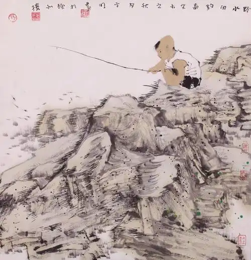 野水闲钓图_李学明_山东盛世美术馆_画廊主页_雅昌艺术网
