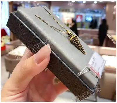 六福珠宝香港专柜直播 黄金au990峰格系列新款足金套链电黑金项链本场