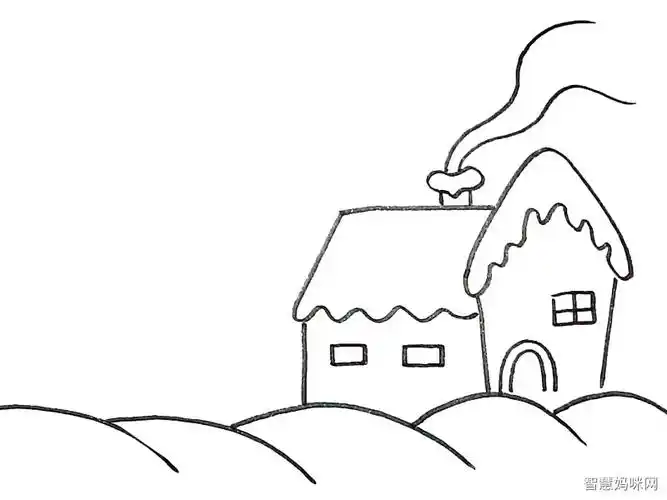 冬天雪屋简笔画