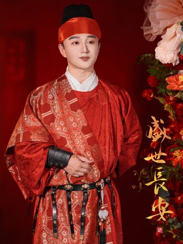 听月小筑【盛世长安】原创男唐制圆领袍刺绣结婚服敬酒服汉服婚服