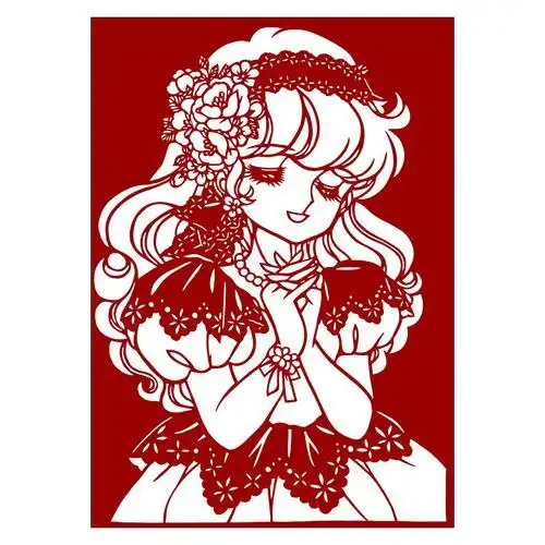 卡通动画人物剪纸图案黑白打印底稿高清纯手工刻纸素材图样复印稿