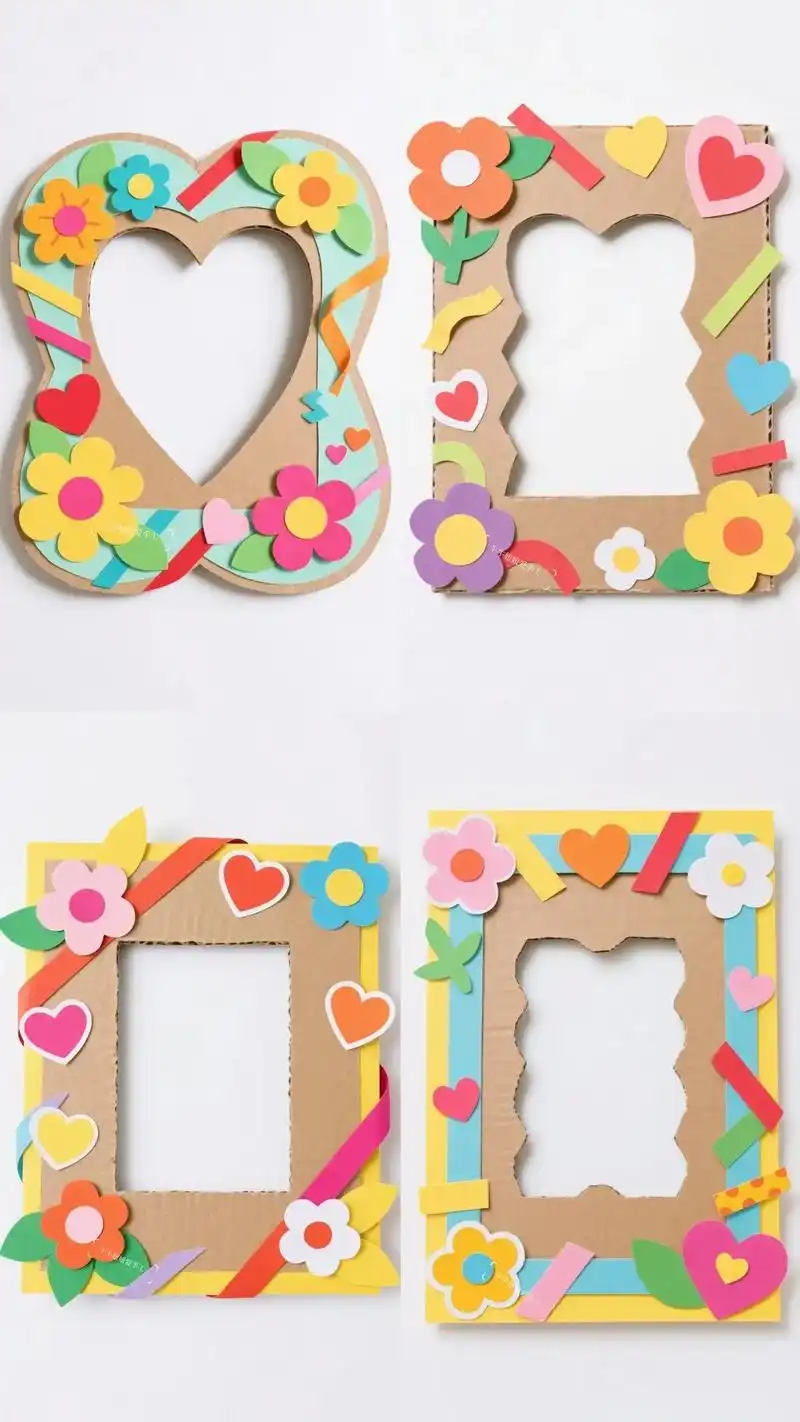 创意卡纸|母亲节相框.家里快递纸盒别着急丢,裁剪出想要的形状