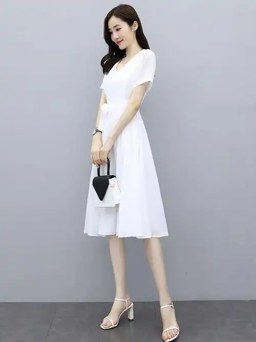 今年流行裙子连衣裙夏天2022年新款女装中长款夏季紫色雪纺衣服潮