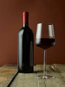 红酒,红酒瓶,优雅,玻璃杯,木桌子