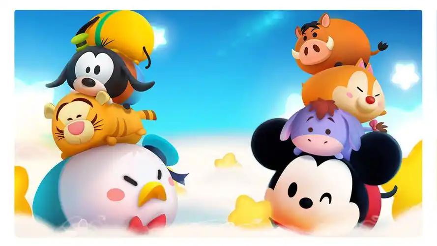 把迪士尼的各种经典的卡通形象堆叠在一