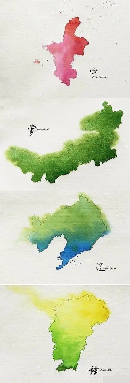 中国34省市手绘水彩地图,你家乡是哪个?