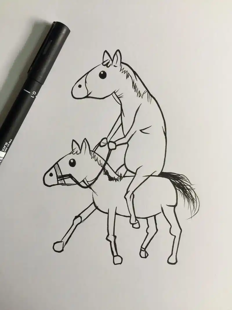 马骑马.  #画画 #手绘 #画渣 - 抖音