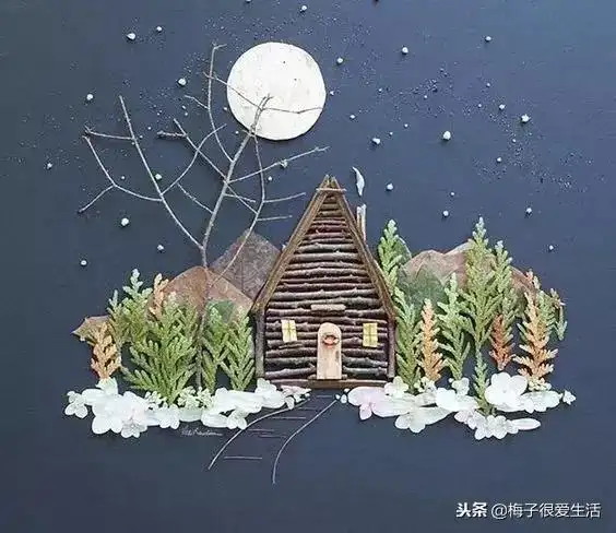儿童手工树叶贴画,儿童手工树叶贴画图片 一等奖(树叶,树枝,花朵都