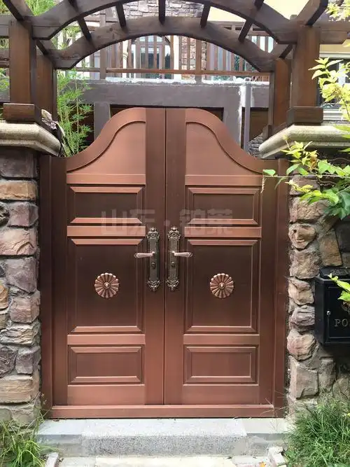 别墅大门铝合金农村院子电动门中式庭院门家用平移双开门