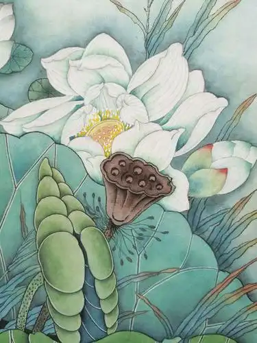 林建启工笔画《荷花》