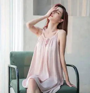 真丝睡衣吊带睡裙图片