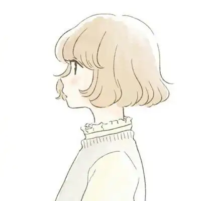 短发 卡通 侧脸 女孩 头像