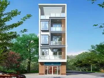 农村四层带商铺平顶自建房屋设计_新农村四层现代风格小别墅设计图纸