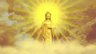 南海观音金身立像佛光金光祥云背景舞台背景