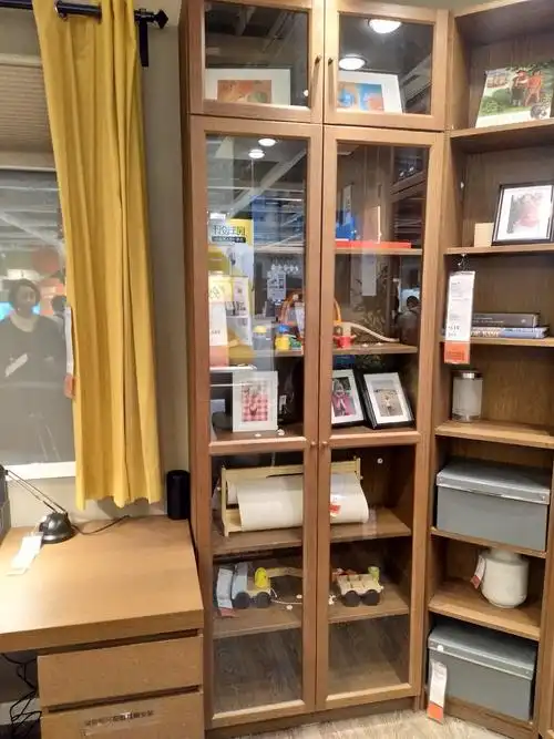 宜家书柜书架毕利玻璃门柜落地带现代简约置物架收纳书架