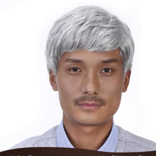 白色老爷爷胡子假发灰白银白男士道具扮演逼真日常整顶假发