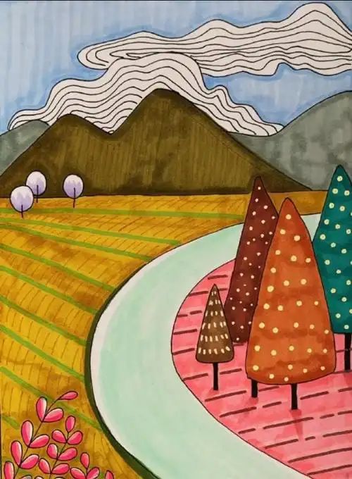 马克笔手绘风景儿童插画家有萌娃可以学起来