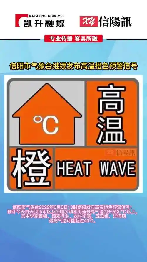 信阳市气象台继续发布高温橙色预警信号#高温 #预警-千里眼视频-搜狐