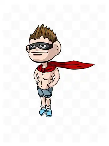 小学生扮超人红披风卡通人物矢量图
