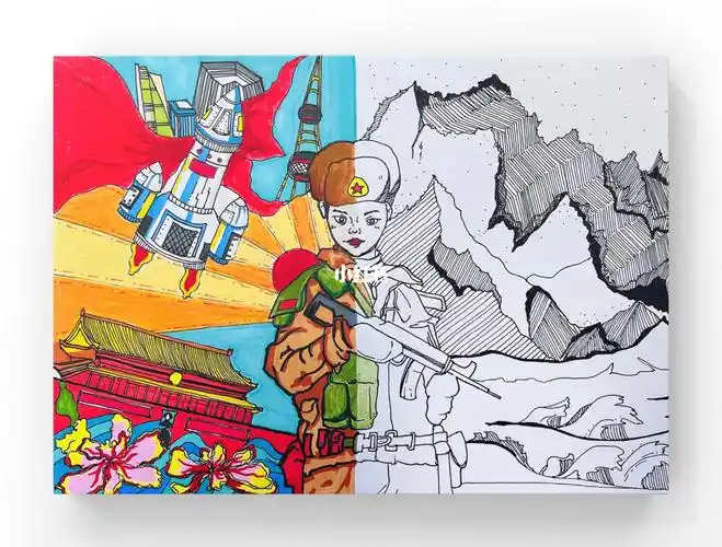 向守护边疆战士致敬  #童心向党绘画 #喜迎二十大作品名称:《边疆