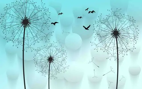 现代简约 蒲公英背景墙壁画