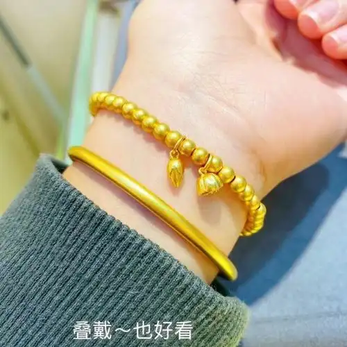 观金缘传承古法金光圈黄金手镯足金999实心女款定制素圈手环送礼 54圈
