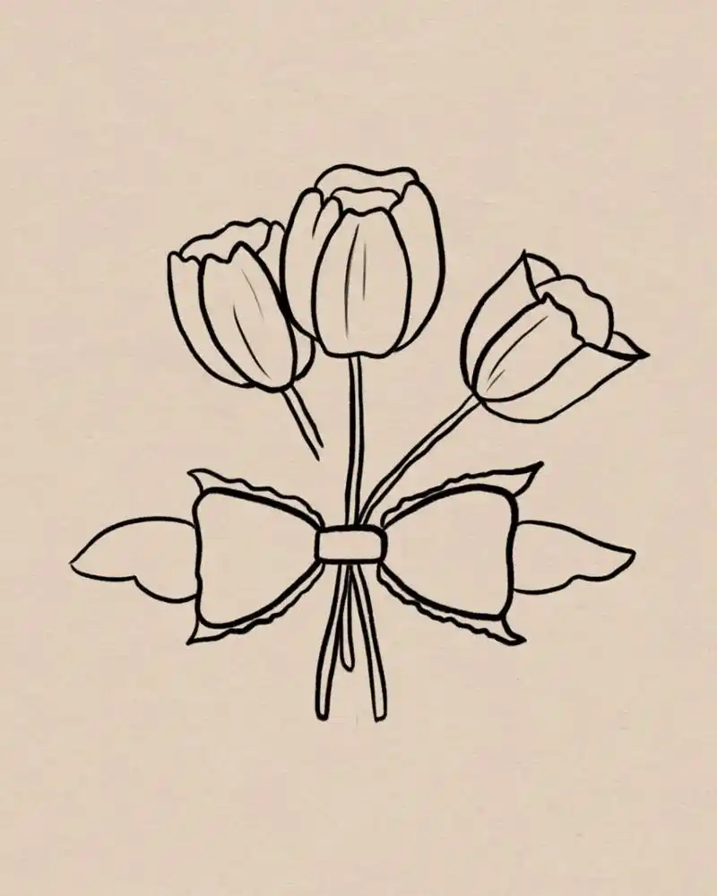 93郁金香花束简笔画|附过程 新手小白一看就会,快@好朋友给你画!