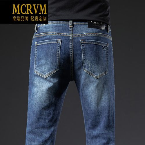 mcrvm轻奢品牌男装新款春秋牛仔裤男款弹力修身小直筒牛仔裤男士品牌