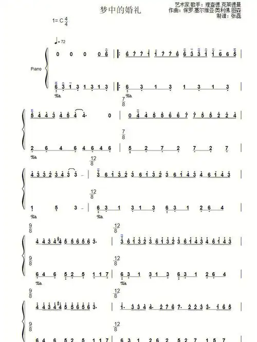 简谱分享 #钢琴简谱 #简谱大全 #简单钢琴简谱 #梦中的婚礼