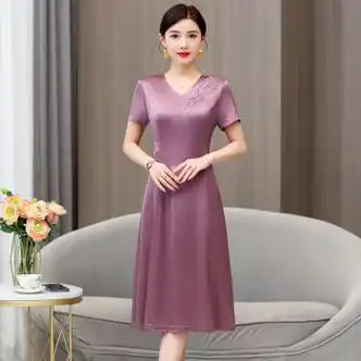 金欧达喜妈妈婚礼服年轻款高端大气春夏季结婚新娘妈妈婚宴礼服醋酸