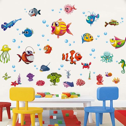 卡通海洋鱼儿墙贴儿童房卧室卫生间浴室瓷砖墙贴画海底总动员壁纸