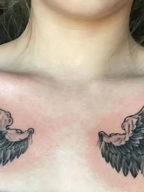 花胸 翅膀_纹身图案手稿图片_橙子的纹身作品集