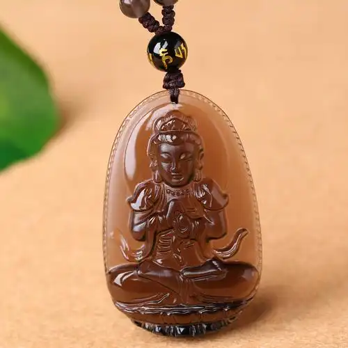 2021开光天然冰种曜石属猴守护神大日如来菩萨项坠