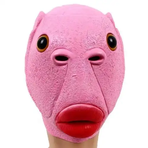 绿头鱼头套抖音粉色绿鱼头套鱼人头套万圣节搞怪绿头怪绿色鱼头套