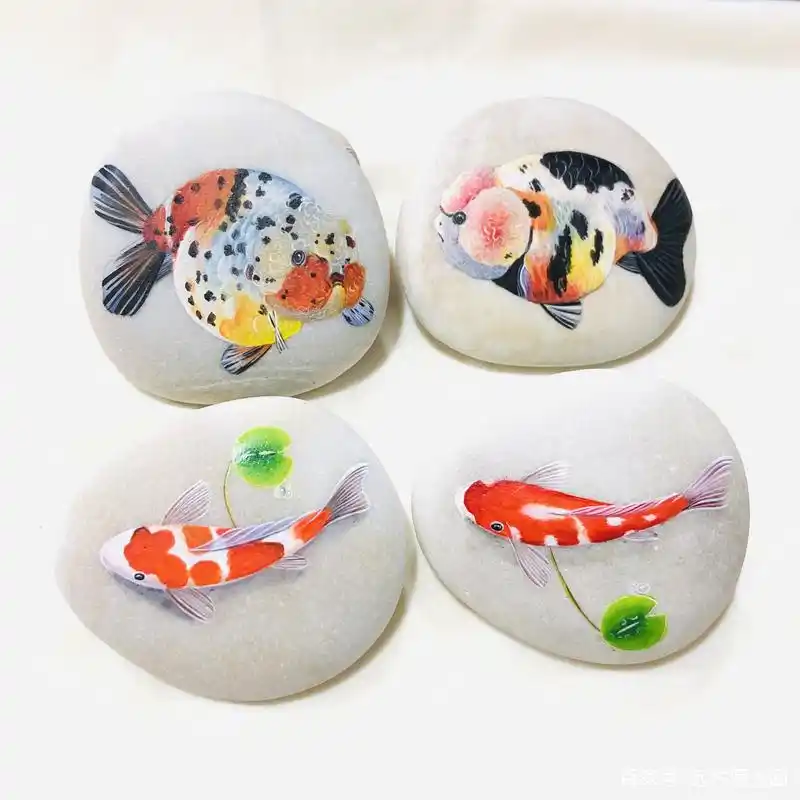 石头画锦鲤,好运连连