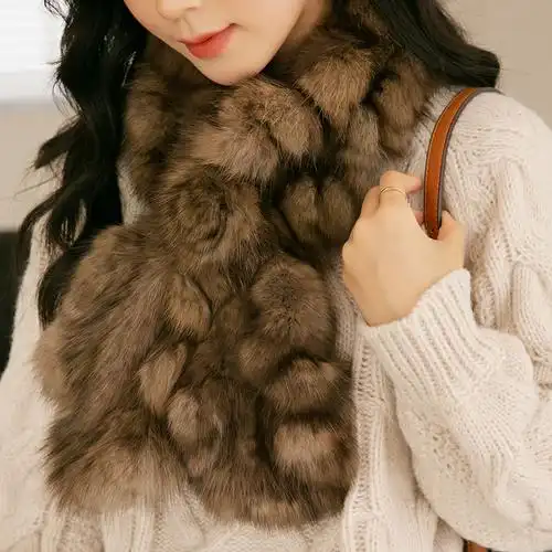 围脖4a高端优雅紫貂围巾水貂皮草山茶花女貂围巾