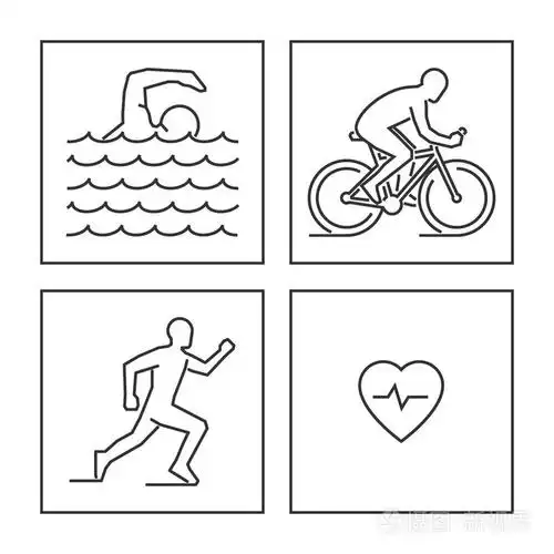 插画 线标志铁人三项.矢量数字铁人三项运动员.eps