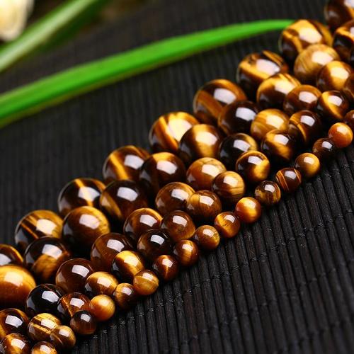 天然黄虎眼石半成品虎睛石散珠子圆珠串手链项链佛珠配饰