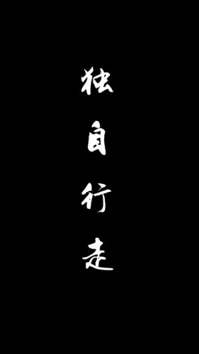 谁帮忙做一个"独自行走"的手机壁纸,竖版文字,黑底白字,谢谢了