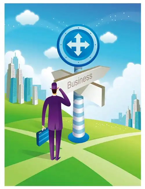 关键词:站在十字路口的人图片下载,插画,卡通,韩国插画,商务人士,商业