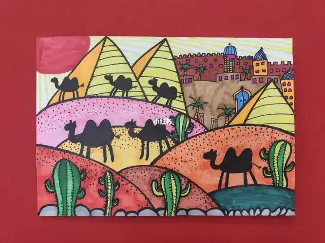 沙漠骆驼  #卡通画  #马克笔儿童画  #简笔画  #画个简笔画  沙漠