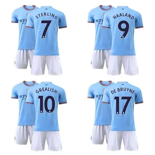 23曼城主场足球服德布劳内17号比赛队服训练球衣套装10号阿圭罗