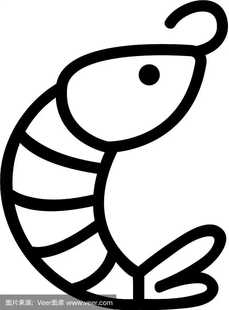 虾图标孤立轮廓符号