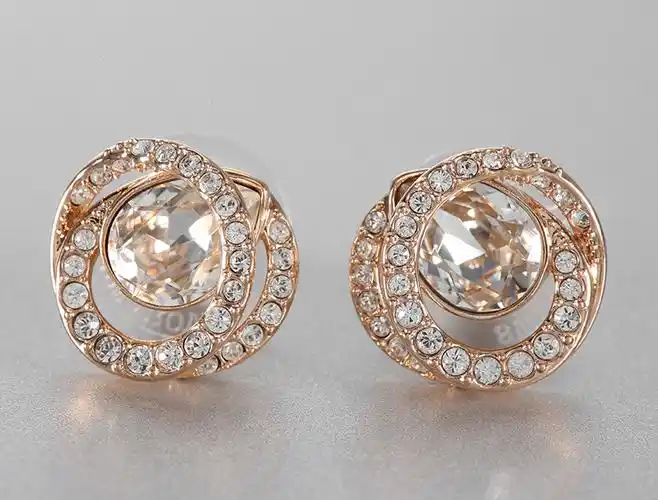 施华洛世奇玫瑰金色耳钉女欧美时尚气质简约耳环耳饰女友礼物