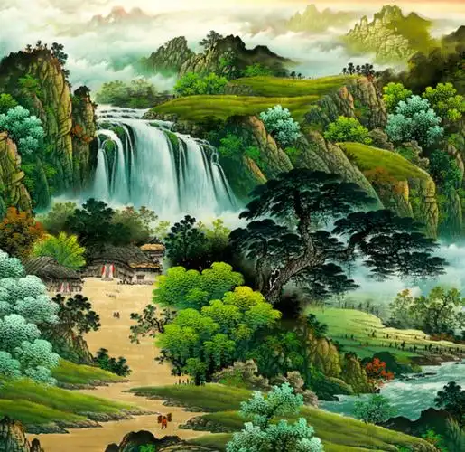 寓意:迎财纳福,聚财稳势,背后靠山,基业永固常青,背靠大山水财长流