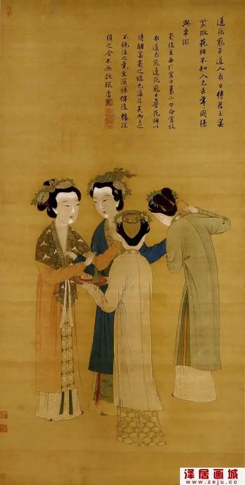 唐寅王蜀宫妓图唐伯虎仕女图工笔重彩人物画代表作品